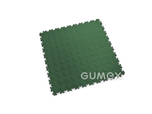 Fliese für hohe Belastung FORTELOCK 2040, 7mm, 510x510mm, 92°ShA, Flache Noppen-Dessin, PVC, grün, 
